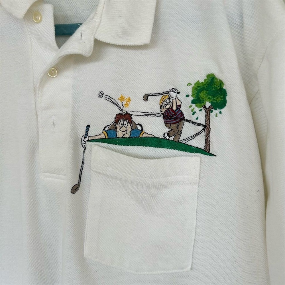 VTG Y2K Outer Banks Men's XL White Polo Shirt Embroidered Golf Eclectic Grandpa